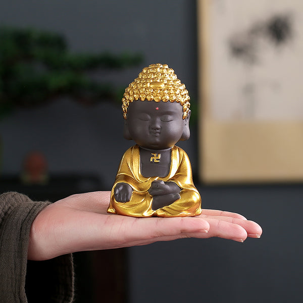 Creative Purple Clay Small Buddha Figurine
