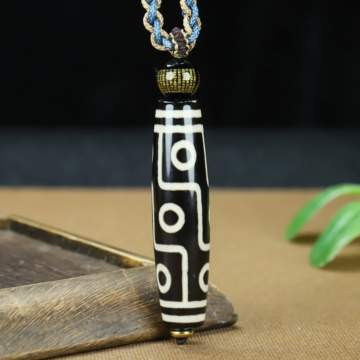 Tibetan Nine-Eyed Dzi Bead Protection Energy Necklace - BuddhaEnergyHealing