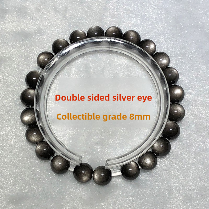 Premium Natural Double Round Eye Silver Obsidian Meteorite Bracelet - BuddhaEnergyHealing