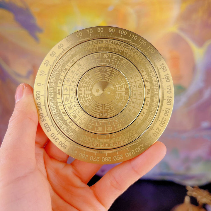 Brass Solid Vintage Compass Tai Chi Fidget Spinner Calm Ornament - BuddhaEnergyHealing