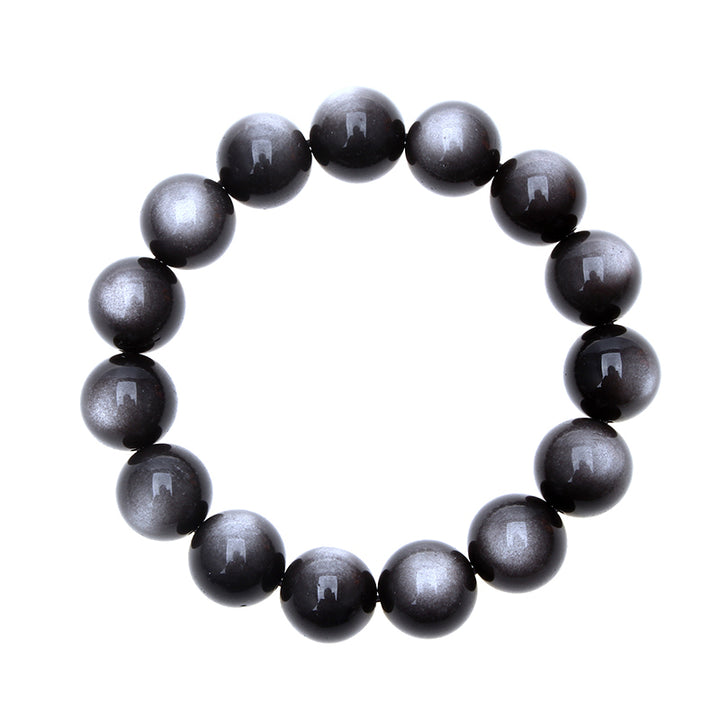 Premium Natural Double Round Eye Silver Obsidian Meteorite Bracelet - BuddhaEnergyHealing