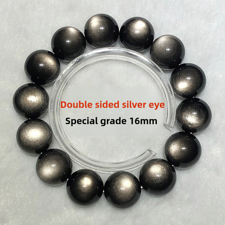 Premium Natural Double Round Eye Silver Obsidian Meteorite Bracelet - BuddhaEnergyHealing