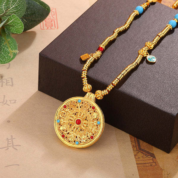 Inlaid Eight-Treasure Compass Protection Pendant