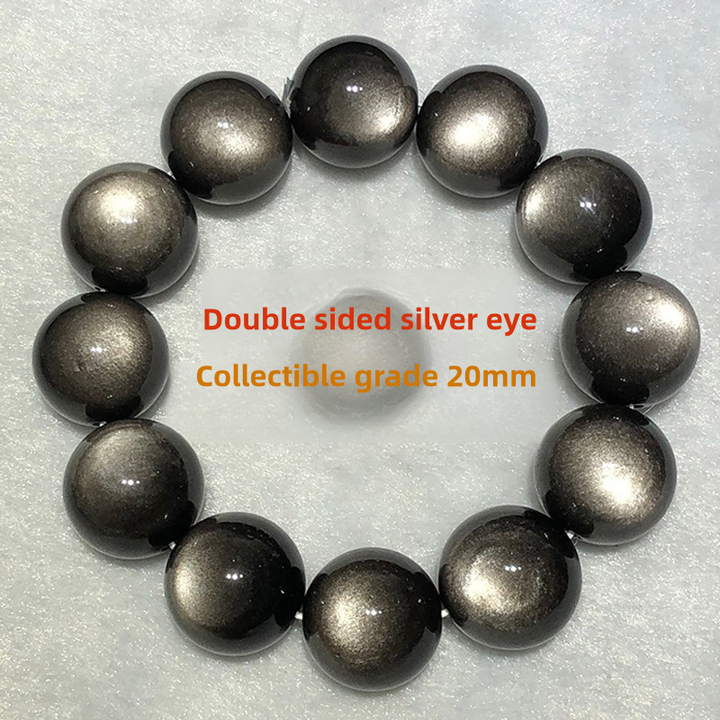 Premium Natural Double Round Eye Silver Obsidian Meteorite Bracelet - BuddhaEnergyHealing