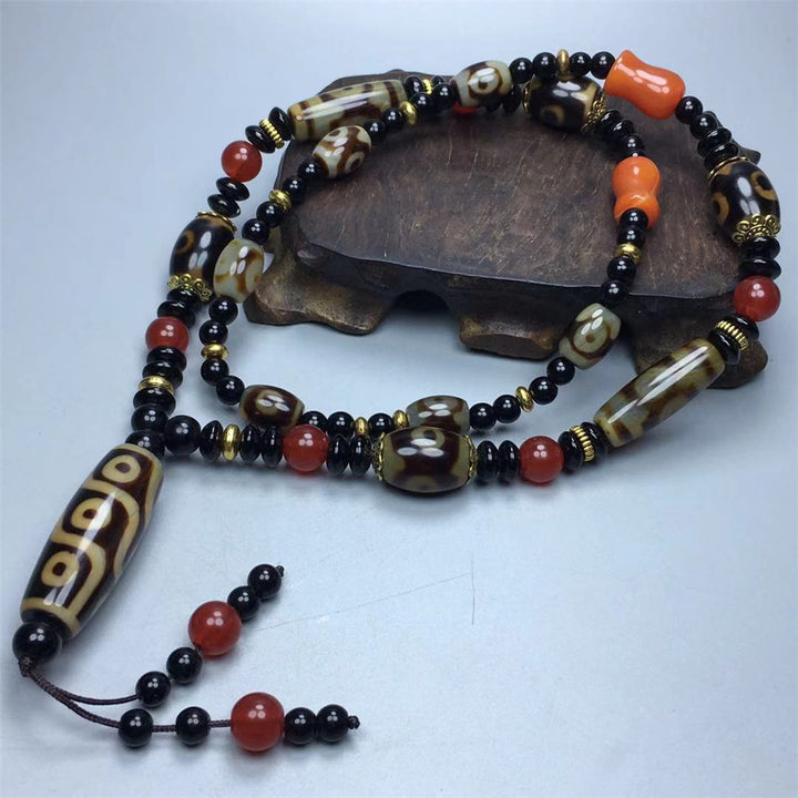 Natural Tibetan to Pure Agate Dzi Bead Pendant Necklace - BuddhaEnergyHealing