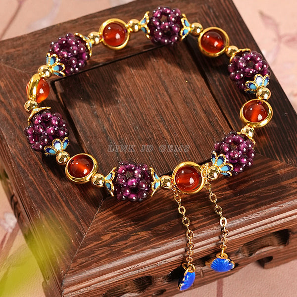Handmade Ethnic Style Natural Garnet Lucky Bracelet