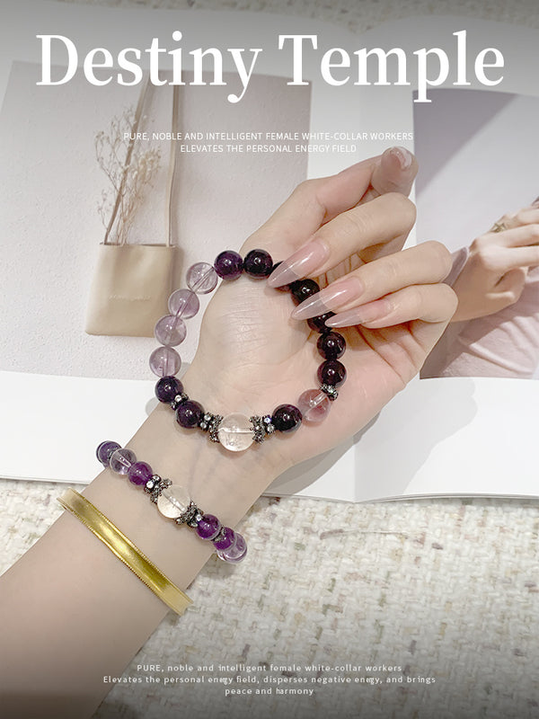 Amethyst White Crystal Yellow Tower Crystal Meditation Energy Bracelet