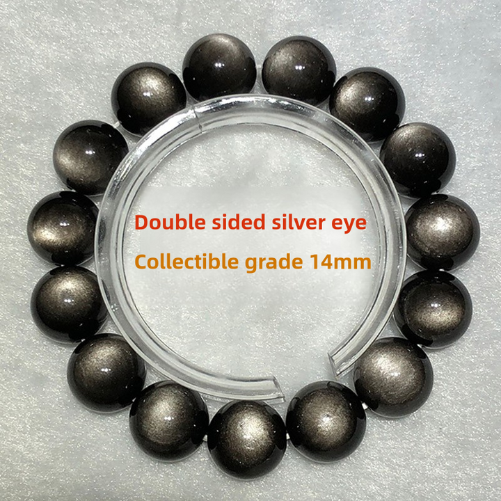 Premium Natural Double Round Eye Silver Obsidian Meteorite Bracelet - BuddhaEnergyHealing