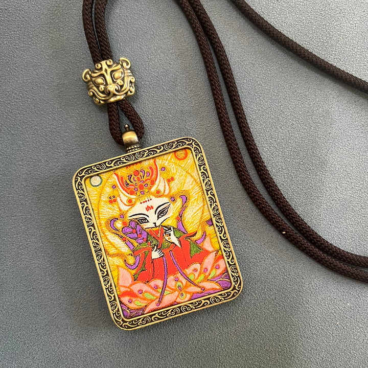 Tibetan Ethnic Thangka Pendant Necklace - BuddhaEnergyHealing