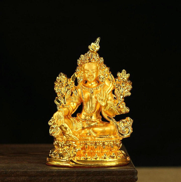 Alloy Painted Three Treasures Manjushri Four - Armed Padmasambhava White Green Tara Vajra Buddha Statue - BuddhaEnergyHealing