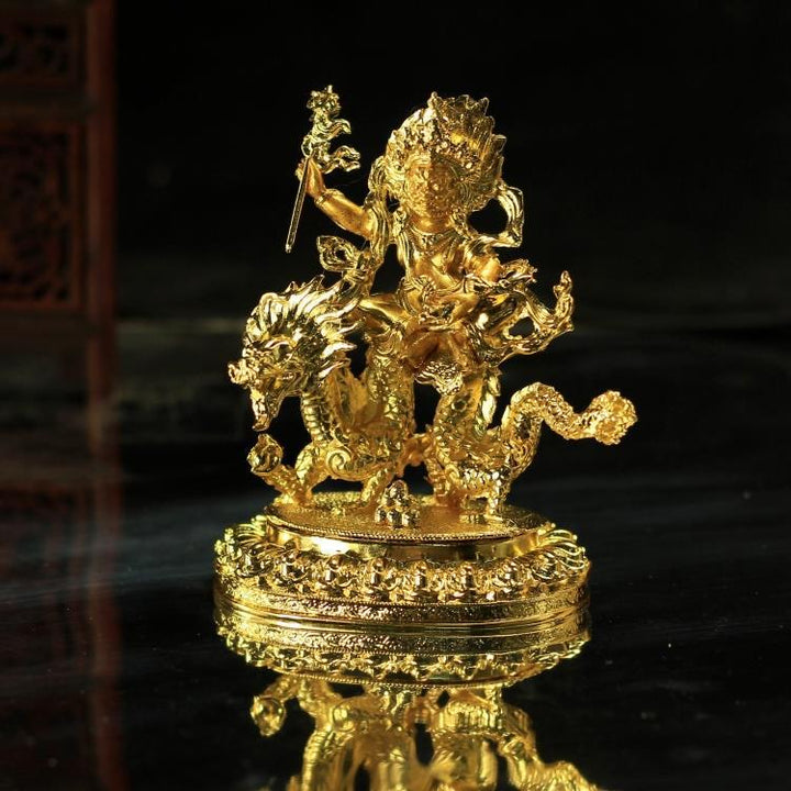 Alloy Painted Three Treasures Manjushri Four - Armed Padmasambhava White Green Tara Vajra Buddha Statue - BuddhaEnergyHealing