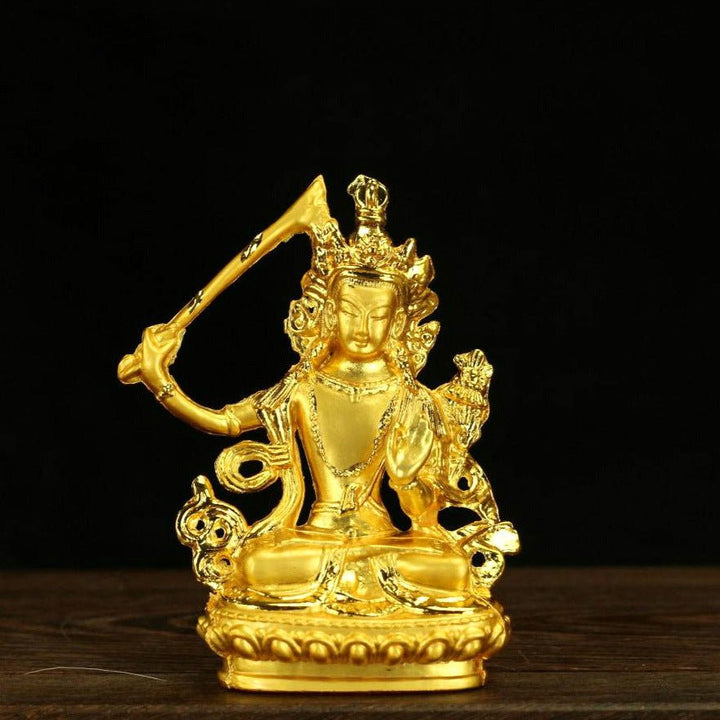 Alloy Painted Three Treasures Manjushri Four - Armed Padmasambhava White Green Tara Vajra Buddha Statue - BuddhaEnergyHealing