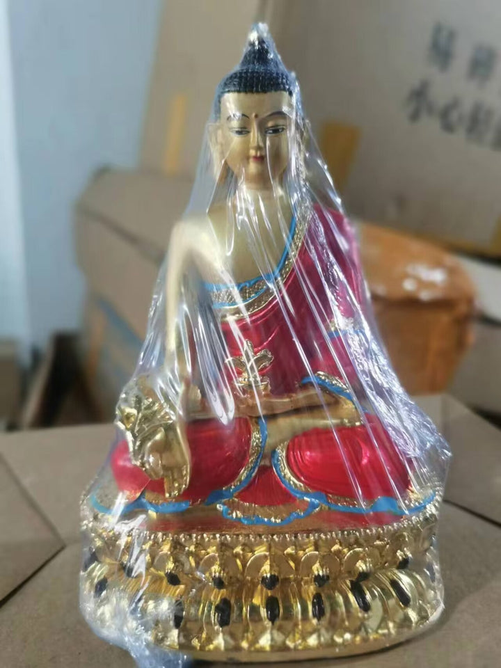 Alloy Painted Three Treasures Manjushri Four - Armed Padmasambhava White Green Tara Vajra Buddha Statue - BuddhaEnergyHealing