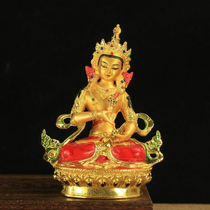 Alloy Painted Three Treasures Manjushri Four - Armed Padmasambhava White Green Tara Vajra Buddha Statue - BuddhaEnergyHealing
