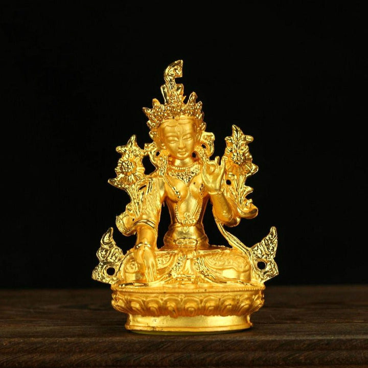 Alloy Painted Three Treasures Manjushri Four - Armed Padmasambhava White Green Tara Vajra Buddha Statue - BuddhaEnergyHealing