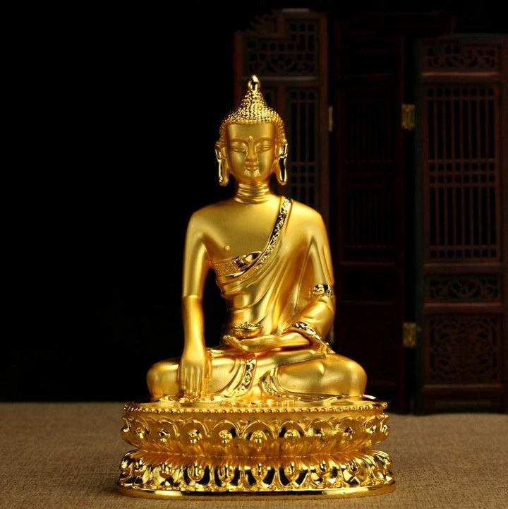Alloy Painted Three Treasures Manjushri Four - Armed Padmasambhava White Green Tara Vajra Buddha Statue - BuddhaEnergyHealing