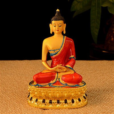 Alloy Painted Three Treasures Manjushri Four - Armed Padmasambhava White Green Tara Vajra Buddha Statue - BuddhaEnergyHealing