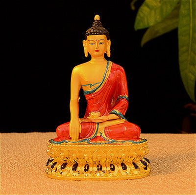Alloy Painted Three Treasures Manjushri Four - Armed Padmasambhava White Green Tara Vajra Buddha Statue - BuddhaEnergyHealing