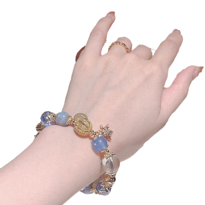 Aquamarine Blue Crystal Clear Quartz Crystal Calm Bracelet - BuddhaEnergyHealing