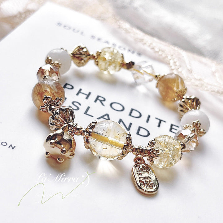 Aquamarine Blue Crystal Clear Quartz Crystal Calm Bracelet - BuddhaEnergyHealing