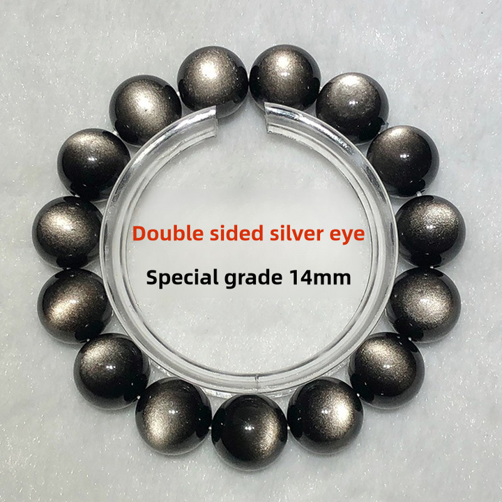 Premium Natural Double Round Eye Silver Obsidian Meteorite Bracelet - BuddhaEnergyHealing