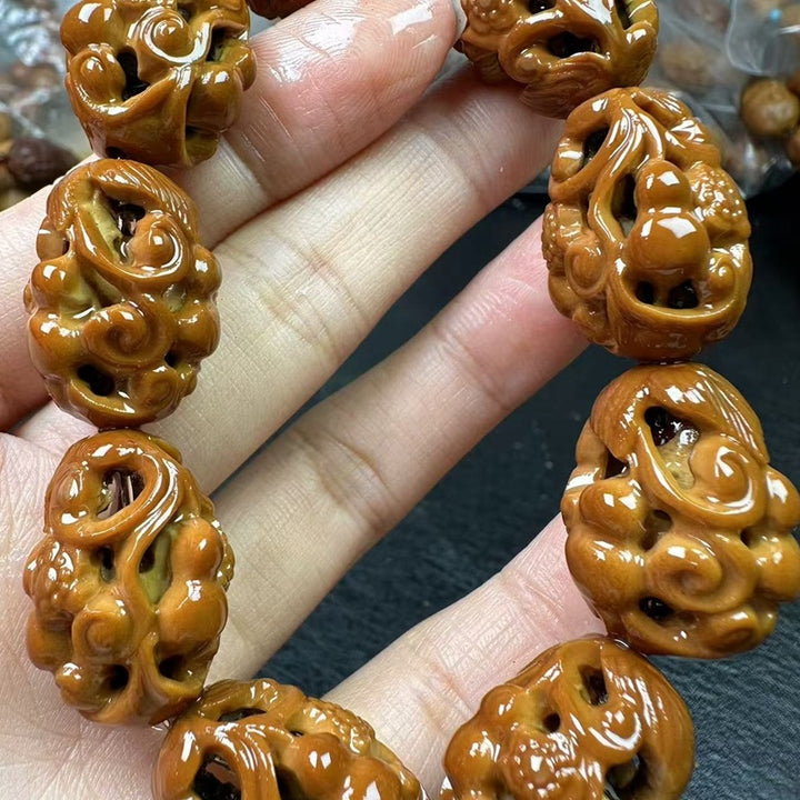 Olive Pit Carved Hollow Olive Huluo Bracelet - BuddhaEnergyHealing