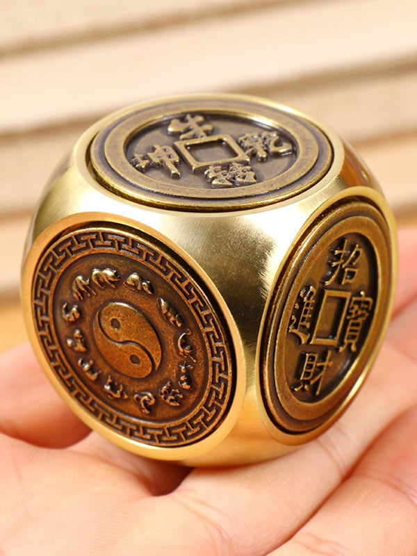 Brass Six - Sided Money - Turning Good Luck Comes Wealth Lucky Energy Ornaments - BuddhaEnergyHealing