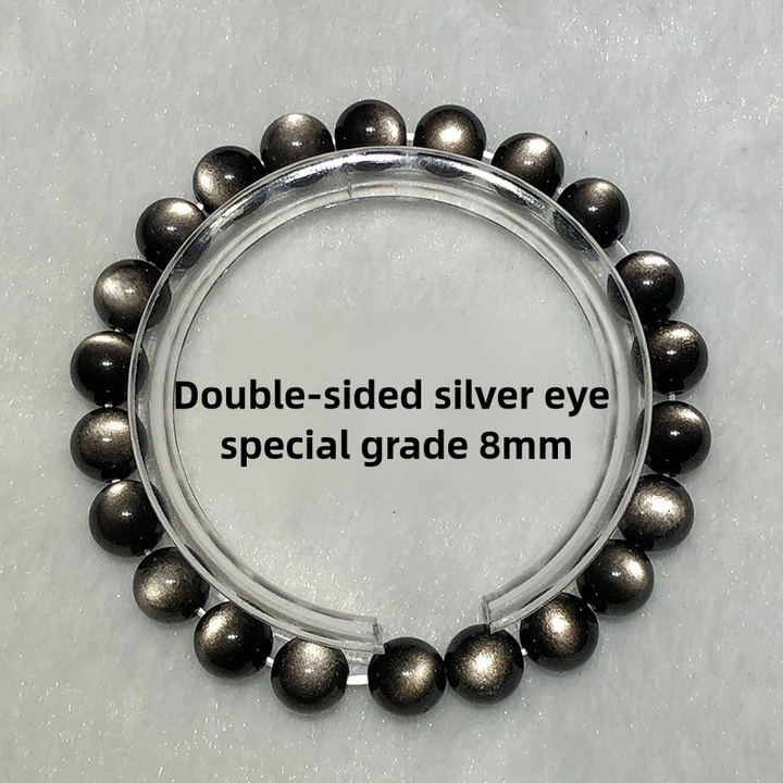 Premium Natural Double Round Eye Silver Obsidian Meteorite Bracelet - BuddhaEnergyHealing