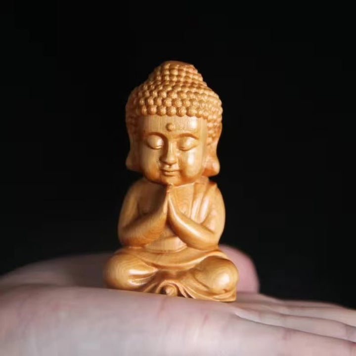 Cliff Cypress Wood Carving of Shakyamuni Buddha Meditation Calm Wellness Protection Home Living Room Ornament - BuddhaEnergyHealing