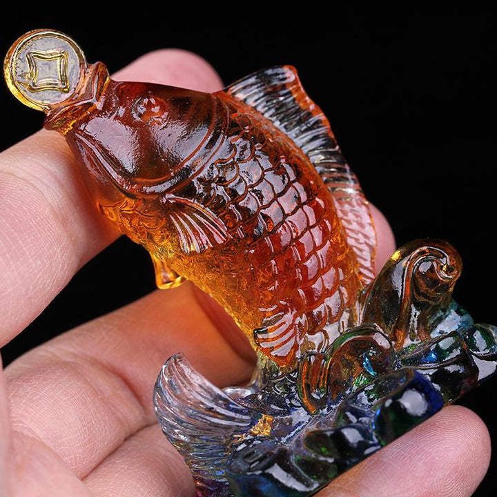 Colored Glaze Carp Lucky Ornaments - BuddhaEnergyHealing