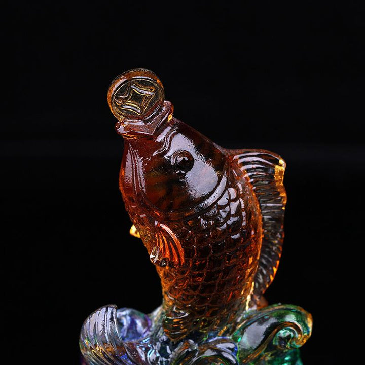 Colored Glaze Carp Lucky Ornaments - BuddhaEnergyHealing