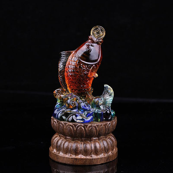 Colored Glaze Carp Lucky Ornaments - BuddhaEnergyHealing