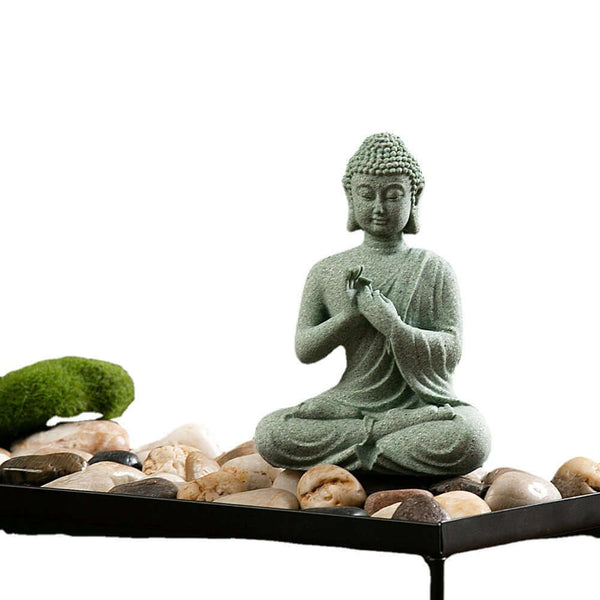 Cyan Sandstone Creative Zen Buddha Calm Meditation Ornament - BuddhaEnergyHealing