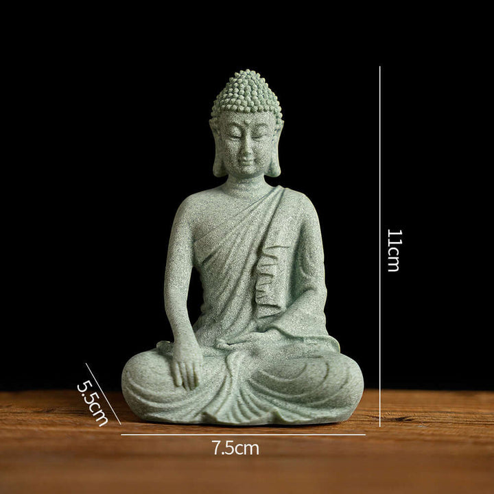 Cyan Sandstone Creative Zen Buddha Calm Meditation Ornament - BuddhaEnergyHealing