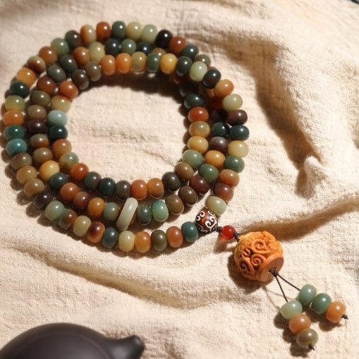 Dunhuang Flying Apsaras 108 Wealth Flower Bodhi Seed Wealth Lucky Energy Bracelet - BuddhaEnergyHealing