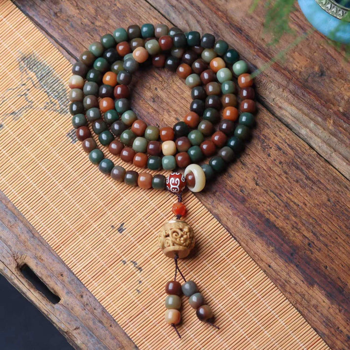 Dunhuang Flying Apsaras 108 Wealth Flower Bodhi Seed Wealth Lucky Energy Bracelet - BuddhaEnergyHealing