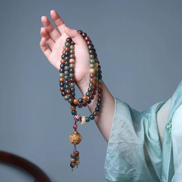 Dunhuang Flying Apsaras 108 Wealth Flower Bodhi Seed Wealth Lucky Energy Bracelet - BuddhaEnergyHealing