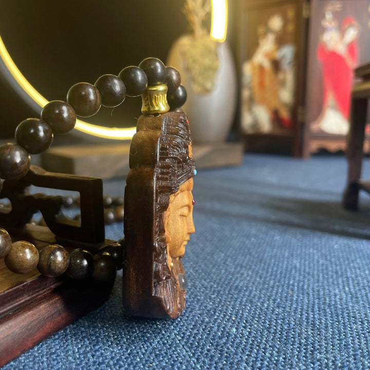 Ebony Agarwood Carving Mother Necklace Pendant - BuddhaEnergyHealing