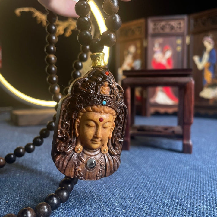 Ebony Agarwood Carving Mother Necklace Pendant - BuddhaEnergyHealing