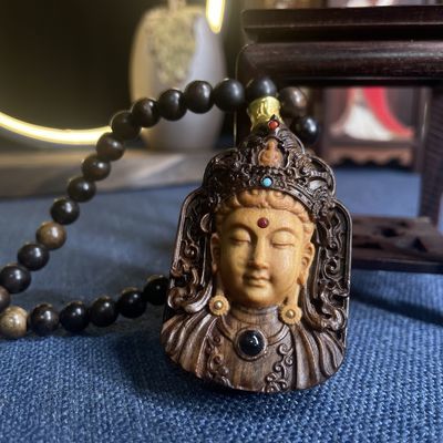 Ebony Agarwood Carving Mother Necklace Pendant - BuddhaEnergyHealing