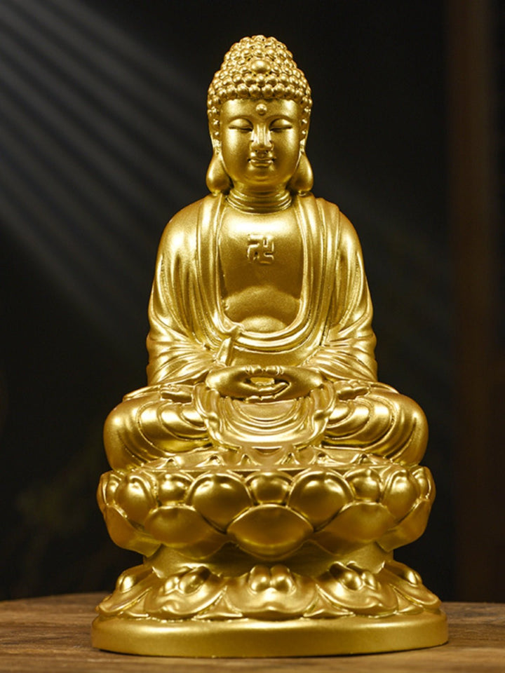 Ebony Rosewood Golden Wood Carving Buddha Statue Ornament - BuddhaEnergyHealing
