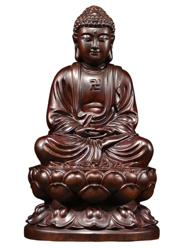 Ebony Rosewood Golden Wood Carving Buddha Statue Ornament - BuddhaEnergyHealing