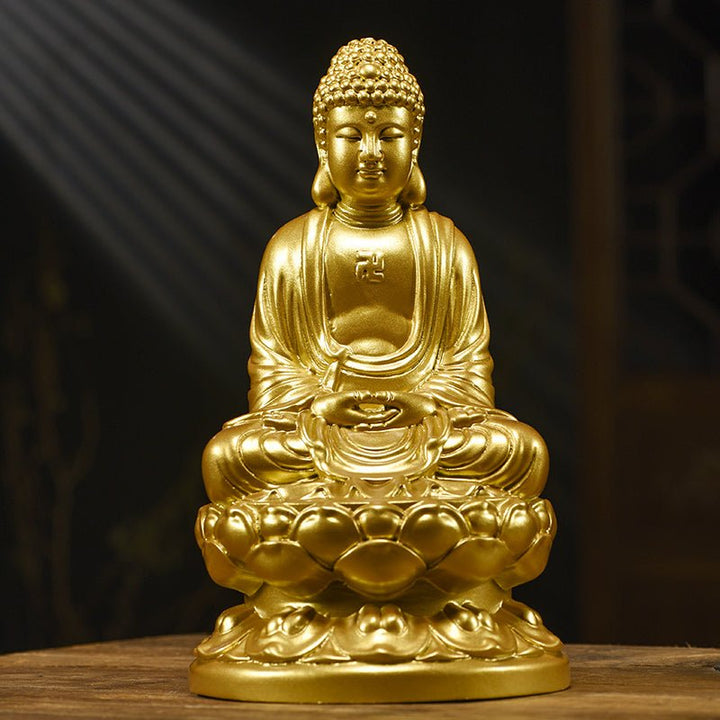 Ebony Rosewood Golden Wood Carving Buddha Statue Ornament - BuddhaEnergyHealing