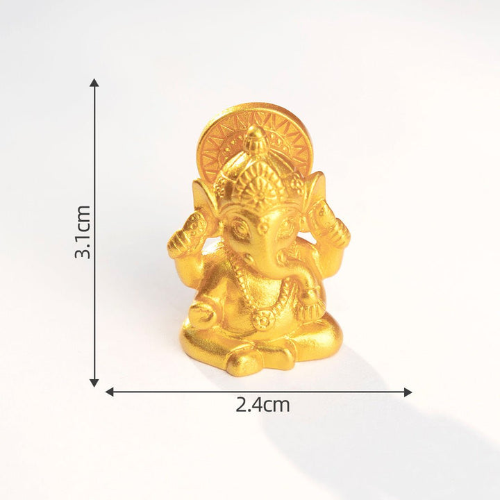 Golden Elephant Trunk God Wealth Figurine - BuddhaEnergyHealing