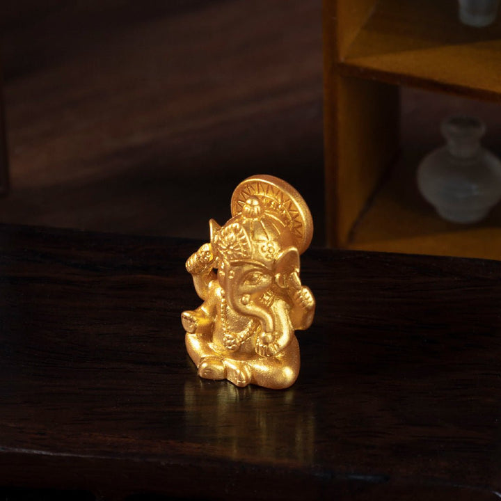 Golden Elephant Trunk God Wealth Figurine - BuddhaEnergyHealing