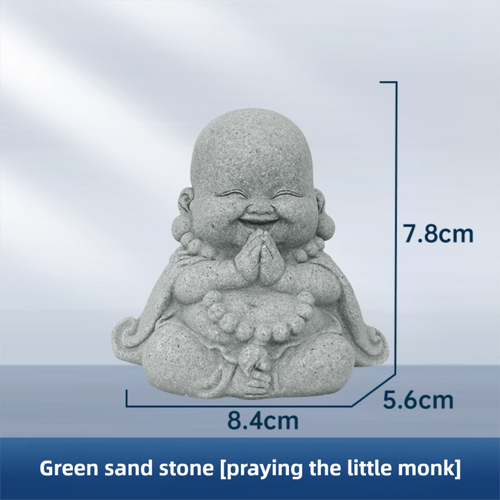 Green Sand Stone Monk Calm Peace Ornaments - BuddhaEnergyHealing