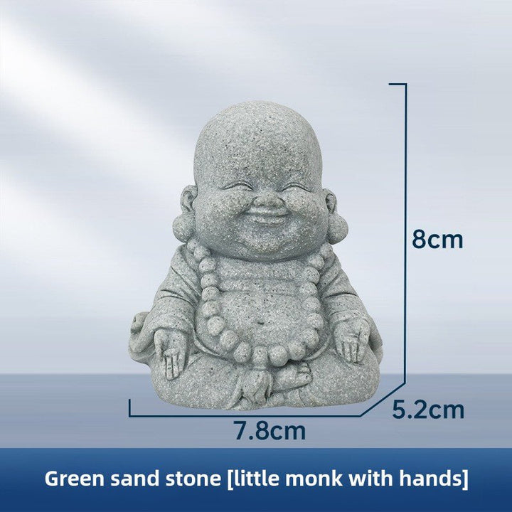 Green Sand Stone Monk Calm Peace Ornaments - BuddhaEnergyHealing