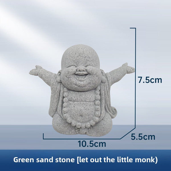 Green Sand Stone Monk Calm Peace Ornaments - BuddhaEnergyHealing