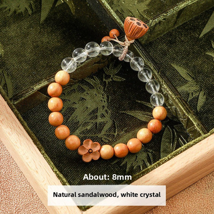 Green Sandalwood Five - Petal Flower Calm Bracelet - BuddhaEnergyHealing