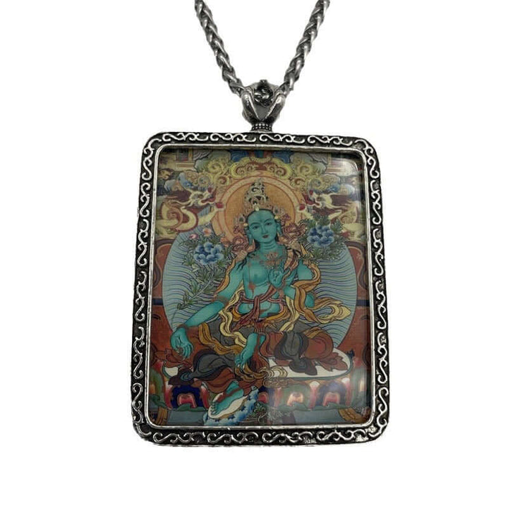 Green Tara Thangka Protection Pendant - BuddhaEnergyHealing